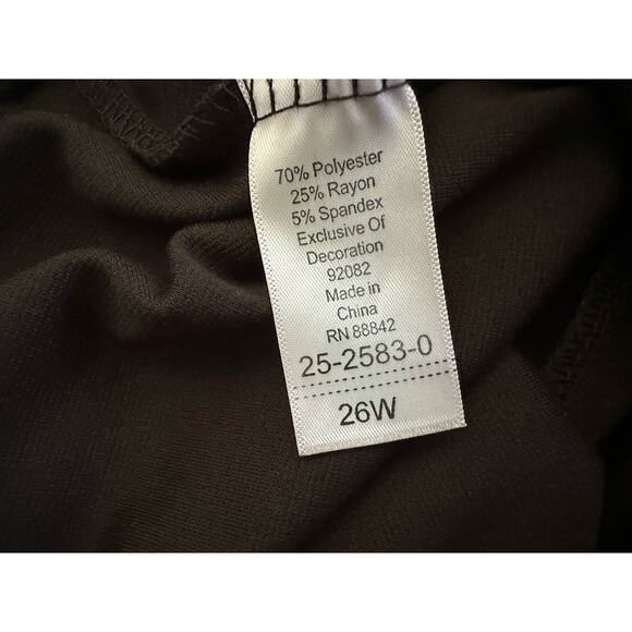 Roamans Womens Black Pants Sz 26W (39x28) Bead Embellished Pull On Elastic Waist - Picture 4 of 12